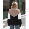 Zeagoo Sweaters for Women Fall Fashion 2025 Trendy Long Sleeve Turtleneck Pullover Lantern Knit Sweater Tops(Khaki Black)