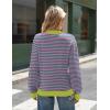 Zeagoo Sweaters for Women Fall Fashion 2025 Trendy Long Sleeve Turtleneck Pullover Lantern Knit Sweater Tops(Pink Striped)