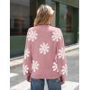 Zeagoo Sweaters for Women Fall Fashion 2025 Trendy Long Sleeve Turtleneck Pullover Lantern Knit Sweater Tops(Pink-flower)