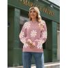 Zeagoo Sweaters for Women Fall Fashion 2025 Trendy Long Sleeve Turtleneck Pullover Lantern Knit Sweater Tops(Pink-flower)