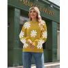 Zeagoo Sweaters for Women Fall Fashion 2025 Trendy Long Sleeve Turtleneck Pullover Lantern Knit Sweater Tops(Yellow-flower)