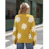 Zeagoo Sweaters for Women Fall Fashion 2025 Trendy Long Sleeve Turtleneck Pullover Lantern Knit Sweater Tops(Yellow-flower)