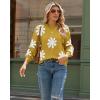 Zeagoo Sweaters for Women Fall Fashion 2025 Trendy Long Sleeve Turtleneck Pullover Lantern Knit Sweater Tops(Yellow-flower)