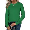 Zeagoo Sweaters for Women Fall Outfits Trendy 2025 Long Sleeve Shirts Bussiness Casual Knit Pullover Sweater Tops(B-solid Green Long Sleeve)