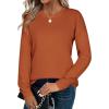 Zeagoo Sweaters for Women Fall Outfits Trendy 2025 Long Sleeve Shirts Bussiness Casual Knit Pullover Sweater Tops(B-solid Orange Long Sleeve)