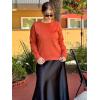 Zeagoo Sweaters for Women Fall Outfits Trendy 2025 Long Sleeve Shirts Bussiness Casual Knit Pullover Sweater Tops(B-solid Orange Long Sleeve)