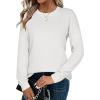 Zeagoo Sweaters for Women Fall Outfits Trendy 2025 Long Sleeve Shirts Bussiness Casual Knit Pullover Sweater Tops(B-solid White Long Sleeve)