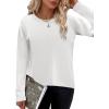 Zeagoo Sweaters for Women Fall Outfits Trendy 2025 Long Sleeve Shirts Bussiness Casual Knit Pullover Sweater Tops(B-solid White Long Sleeve)