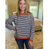 Zeagoo Sweaters for Women Fall Outfits Trendy 2025 Long Sleeve Shirts Bussiness Casual Knit Pullover Sweater Tops(B-striped Black)