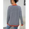 Zeagoo Sweaters for Women Fall Outfits Trendy 2025 Long Sleeve Shirts Bussiness Casual Knit Pullover Sweater Tops(B-striped Blue)