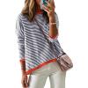 Zeagoo Sweaters for Women Fall Outfits Trendy 2025 Long Sleeve Shirts Bussiness Casual Knit Pullover Sweater Tops(B-striped Blue)