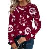 Zeagoo Sweaters for Women Fall Outfits Trendy 2025 Long Sleeve Shirts Bussiness Casual Knit Pullover Sweater Tops(Christmas Wine)