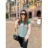 Zeagoo Sweaters for Women Fall Outfits Trendy 2025 Long Sleeve Shirts Bussiness Casual Knit Pullover Sweater Tops(Color Block 3 Green)