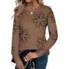 Zeagoo Sweaters for Women Fall Outfits Trendy 2025 Long Sleeve Shirts Bussiness Casual Knit Pullover Sweater Tops(Printed Khaki)