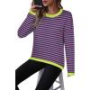 Zeagoo Sweaters for Women Fall Outfits Trendy 2025 Long Sleeve Shirts Bussiness Casual Knit Pullover Sweater Tops(Striped Pink)