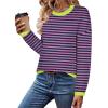 Zeagoo Sweaters for Women Fall Outfits Trendy 2025 Long Sleeve Shirts Bussiness Casual Knit Pullover Sweater Tops(Striped Pink)