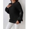 Zeagoo Women 2026 Fall Lightweight Oversized Sweater Crew Neck Long Sleeve Color Block Pullover Rib Knit Blouse Tops XS-2XL(All Black)