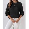 Zeagoo Women 2026 Fall Lightweight Oversized Sweater Crew Neck Long Sleeve Color Block Pullover Rib Knit Blouse Tops XS-2XL(All Black)