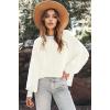 Zeagoo Women 2026 Fall Lightweight Oversized Sweater Crew Neck Long Sleeve Color Block Pullover Rib Knit Blouse Tops XS-2XL(All White)