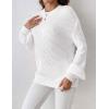 Zeagoo Women 2026 Fall Lightweight Oversized Sweater Crew Neck Long Sleeve Color Block Pullover Rib Knit Blouse Tops XS-2XL(All White)