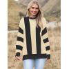 Zeagoo Women 2026 Fall Lightweight Oversized Sweater Crew Neck Long Sleeve Color Block Pullover Rib Knit Blouse Tops XS-2XL(Apricot Black Stripe)