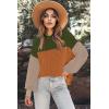 Zeagoo Women 2026 Fall Lightweight Oversized Sweater Crew Neck Long Sleeve Color Block Pullover Rib Knit Blouse Tops XS-2XL(Army Green Brown Gray)