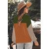 Zeagoo Women 2026 Fall Lightweight Oversized Sweater Crew Neck Long Sleeve Color Block Pullover Rib Knit Blouse Tops XS-2XL(Army Green Brown Gray)