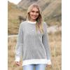 Zeagoo Women 2026 Fall Lightweight Oversized Sweater Crew Neck Long Sleeve Color Block Pullover Rib Knit Blouse Tops XS-2XL(Black)