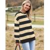 Zeagoo Women 2026 Fall Lightweight Oversized Sweater Crew Neck Long Sleeve Color Block Pullover Rib Knit Blouse Tops XS-2XL(Black Apricot Stripe)