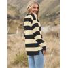 Zeagoo Women 2026 Fall Lightweight Oversized Sweater Crew Neck Long Sleeve Color Block Pullover Rib Knit Blouse Tops XS-2XL(Black Apricot Stripe)