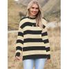 Zeagoo Women 2026 Fall Lightweight Oversized Sweater Crew Neck Long Sleeve Color Block Pullover Rib Knit Blouse Tops XS-2XL(Black Apricot Stripe)