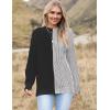 Zeagoo Women 2026 Fall Lightweight Oversized Sweater Crew Neck Long Sleeve Color Block Pullover Rib Knit Blouse Tops XS-2XL(Black Gray)