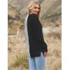 Zeagoo Women 2026 Fall Lightweight Oversized Sweater Crew Neck Long Sleeve Color Block Pullover Rib Knit Blouse Tops XS-2XL(Black Gray)
