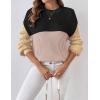 Zeagoo Women 2026 Fall Lightweight Oversized Sweater Crew Neck Long Sleeve Color Block Pullover Rib Knit Blouse Tops XS-2XL(Black Pink)
