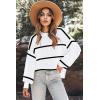 Zeagoo Women 2026 Fall Lightweight Oversized Sweater Crew Neck Long Sleeve Color Block Pullover Rib Knit Blouse Tops XS-2XL(Black Striped White Color Blocked)