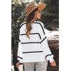 Zeagoo Women 2026 Fall Lightweight Oversized Sweater Crew Neck Long Sleeve Color Block Pullover Rib Knit Blouse Tops XS-2XL(Black Striped White Color Blocked)