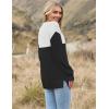 Zeagoo Women 2026 Fall Lightweight Oversized Sweater Crew Neck Long Sleeve Color Block Pullover Rib Knit Blouse Tops XS-2XL(Black and White)