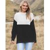 Zeagoo Women 2026 Fall Lightweight Oversized Sweater Crew Neck Long Sleeve Color Block Pullover Rib Knit Blouse Tops XS-2XL(Black and White)