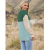 Zeagoo Women 2026 Fall Lightweight Oversized Sweater Crew Neck Long Sleeve Color Block Pullover Rib Knit Blouse Tops XS-2XL(Blue Green)