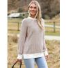 Zeagoo Women 2026 Fall Lightweight Oversized Sweater Crew Neck Long Sleeve Color Block Pullover Rib Knit Blouse Tops XS-2XL(Brown)