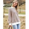 Zeagoo Women 2026 Fall Lightweight Oversized Sweater Crew Neck Long Sleeve Color Block Pullover Rib Knit Blouse Tops XS-2XL(Brown)