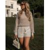 Zeagoo Women 2026 Fall Lightweight Oversized Sweater Crew Neck Long Sleeve Color Block Pullover Rib Knit Blouse Tops XS-2XL(Brown Khaki)