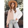 Zeagoo Women 2026 Fall Lightweight Oversized Sweater Crew Neck Long Sleeve Color Block Pullover Rib Knit Blouse Tops XS-2XL(Khaki Gray)