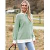 Zeagoo Women 2026 Fall Lightweight Oversized Sweater Crew Neck Long Sleeve Color Block Pullover Rib Knit Blouse Tops XS-2XL(Light Green)