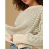 Zeagoo Women 2026 Fall Lightweight Oversized Sweater Crew Neck Long Sleeve Color Block Pullover Rib Knit Blouse Tops XS-2XL(Lightgreen)