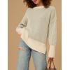 Zeagoo Women 2026 Fall Lightweight Oversized Sweater Crew Neck Long Sleeve Color Block Pullover Rib Knit Blouse Tops XS-2XL(Lightgreen)