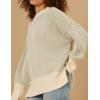 Zeagoo Women 2026 Fall Lightweight Oversized Sweater Crew Neck Long Sleeve Color Block Pullover Rib Knit Blouse Tops XS-2XL(Lightgreen)