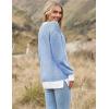 Zeagoo Women 2026 Fall Lightweight Oversized Sweater Crew Neck Long Sleeve Color Block Pullover Rib Knit Blouse Tops XS-2XL(Navy Blue)