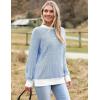 Zeagoo Women 2026 Fall Lightweight Oversized Sweater Crew Neck Long Sleeve Color Block Pullover Rib Knit Blouse Tops XS-2XL(Navy Blue)