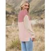 Zeagoo Women 2026 Fall Lightweight Oversized Sweater Crew Neck Long Sleeve Color Block Pullover Rib Knit Blouse Tops XS-2XL(Pink Khaki)